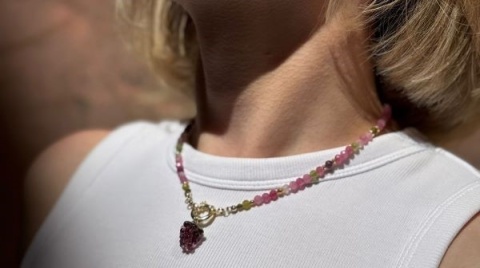 Raspberry Agate Charm